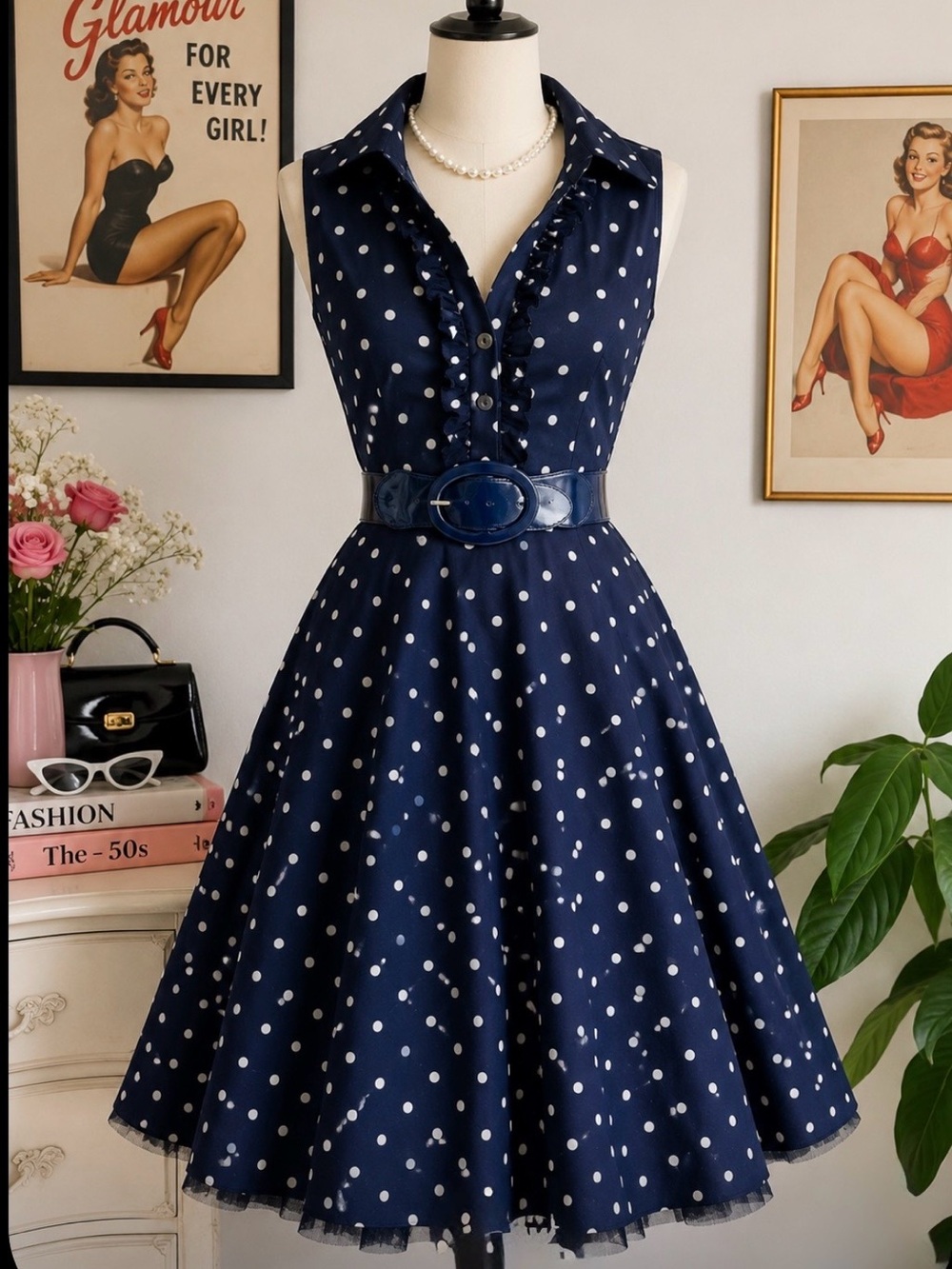 Vintage Pinup Polka Dot Dress
